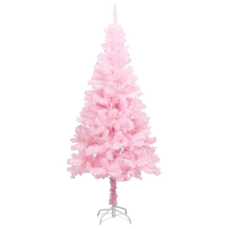 Árbol de Navidad - Árbol navideño preiluminado con luces y bolas rosa 180 cm
