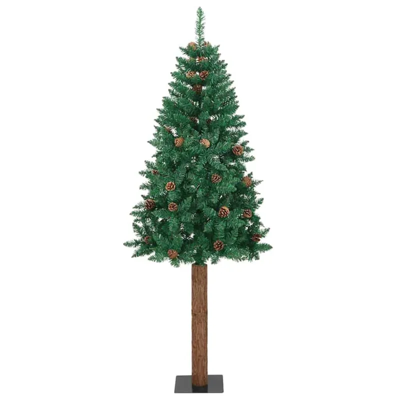 Árbol de Navidad - Árbol navideño Delgado con 300 LED con soporte Verde 180 cm