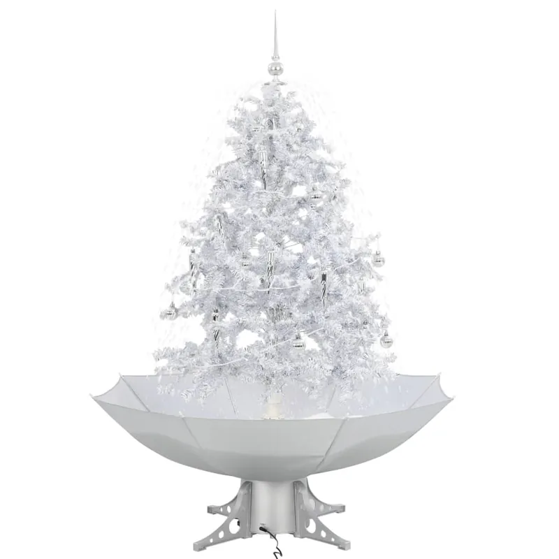 Árbol de Navidad - Árbol navideño con nieve con base en paraguas blanco 140 cm