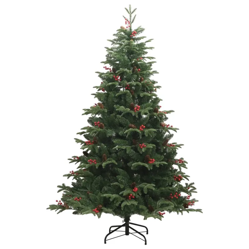 Árbol de Navidad - Árbol navideño artificial con piñas y bayas 210 cm