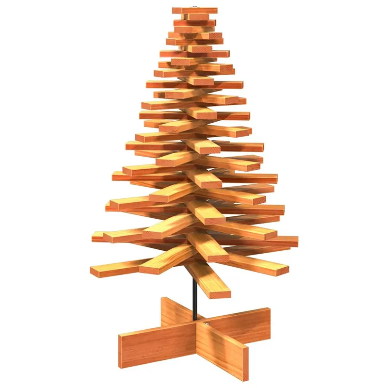 Árbol Navidad - Árbol navideño de adorno madera maciza pino marrón cera 100 cm
