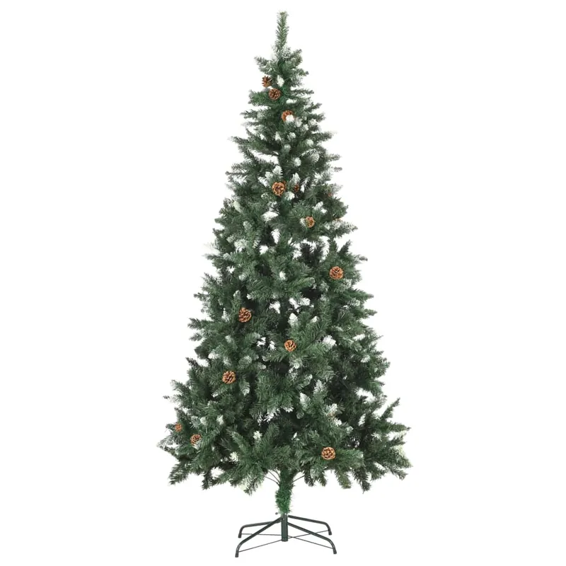 Árbol de Navidad - Árbol navideño artificial iluminado con luces y piñas 210 cm
