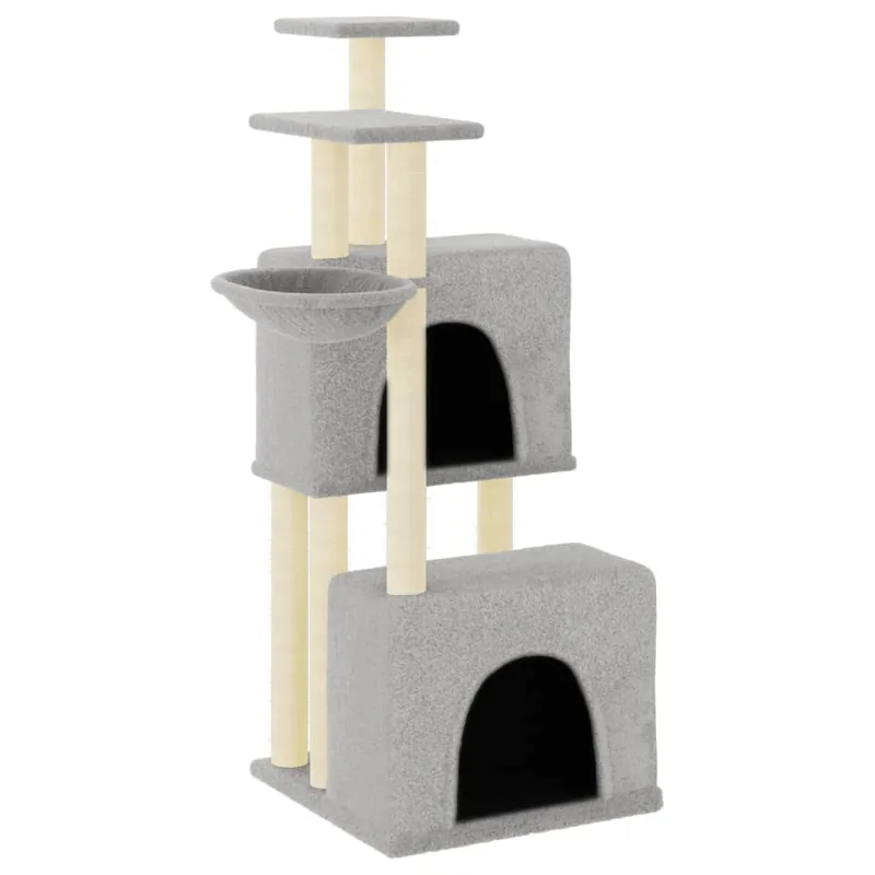 vidaXL Rascador para gatos con postes de sisal gris claro 122 cm - Jardín
