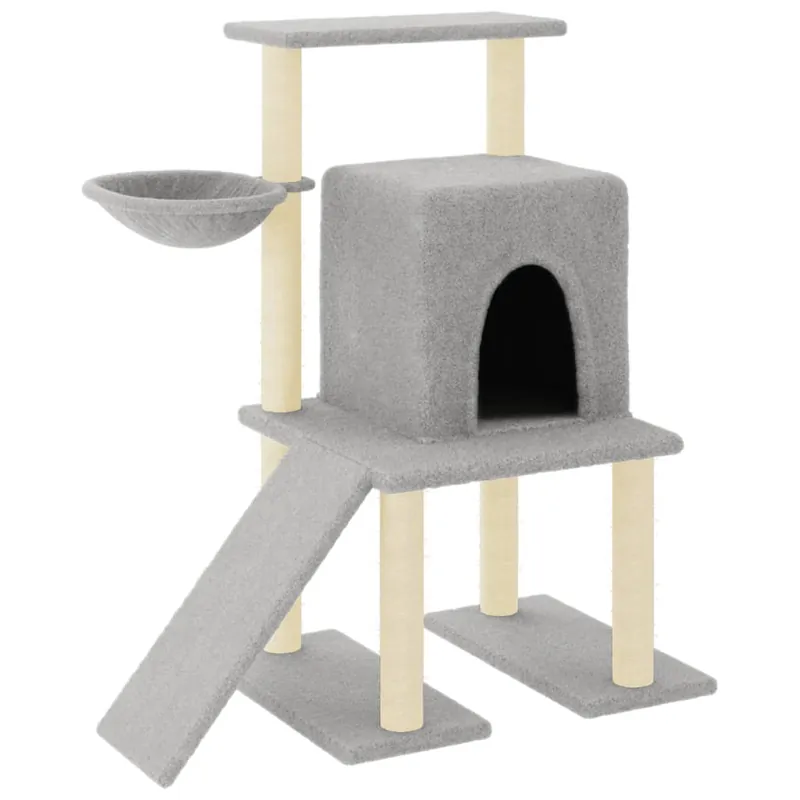 vidaXL Rascador para gatos con postes de sisal gris claro 96,5 cm - Jardín