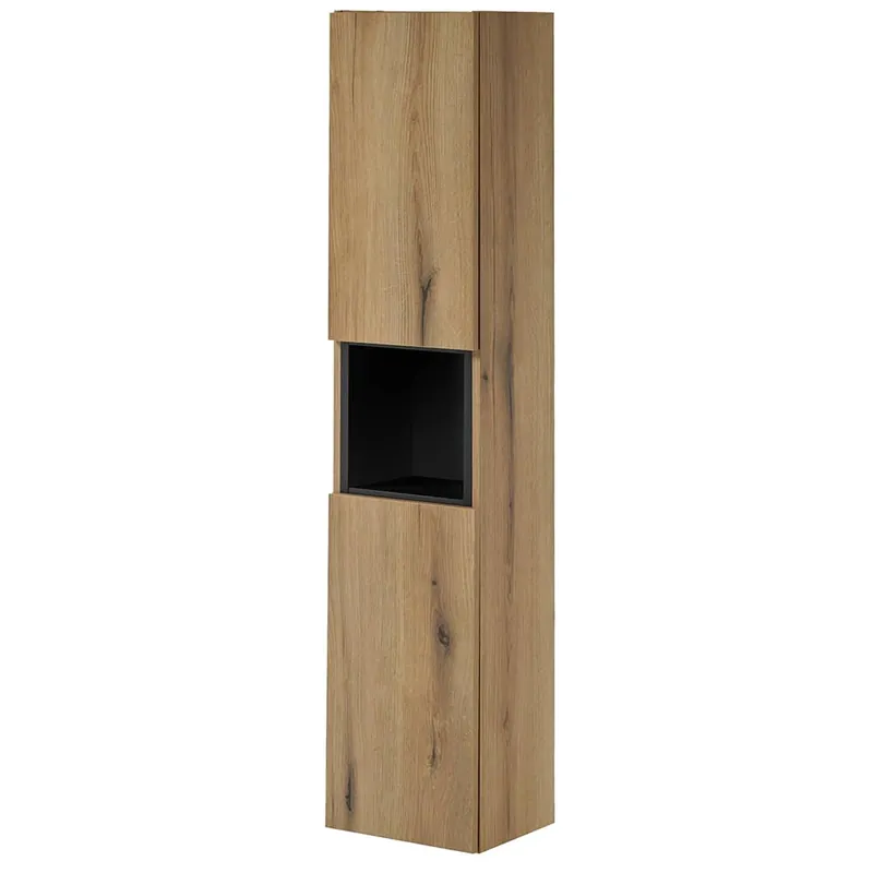 Armario alto Newport con estante cubo 30x140x25 cm - Efecto Roble [en.casa]