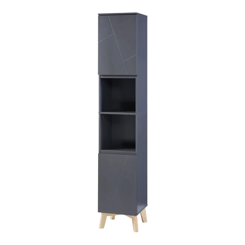 Armario alto Overath con 2 puertas MDF pino 160x30x30cm - Gris [en.casa]