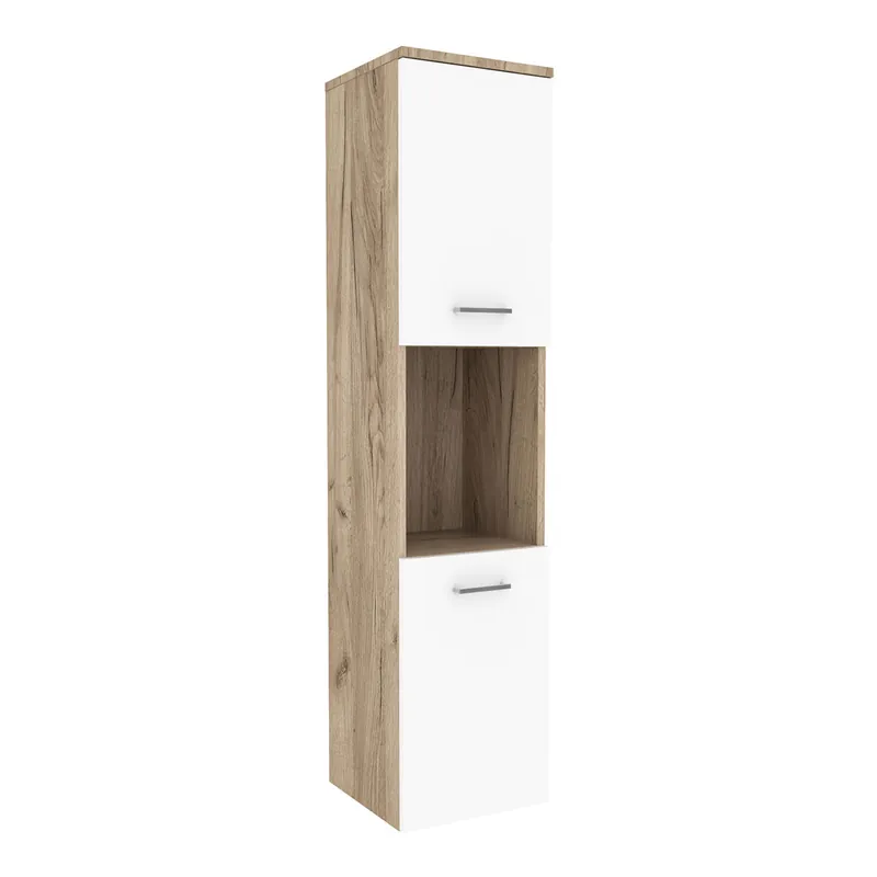 Armario alto para baño Krildihana 131x30x30 cm - Blanco [en.casa]