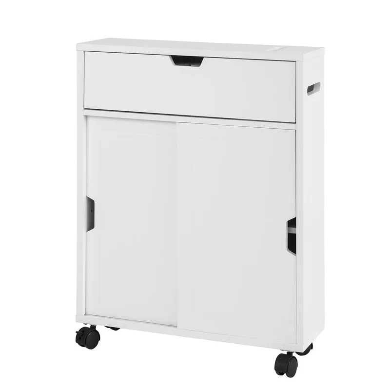 Armario Auxiliar Baño Blanco con 2 Puertas y 1 cajón 52 x 17 x 67cm BZR31-W SoBuy