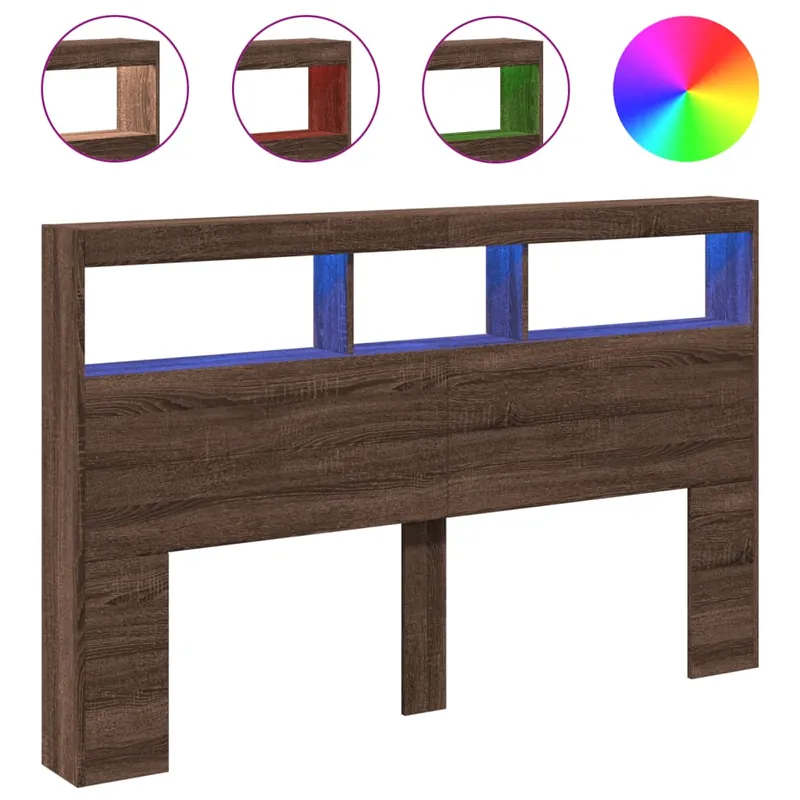 vidaXL Cabecero de cama con luz LED gris hormigón 160x17x102 cm - Muebles