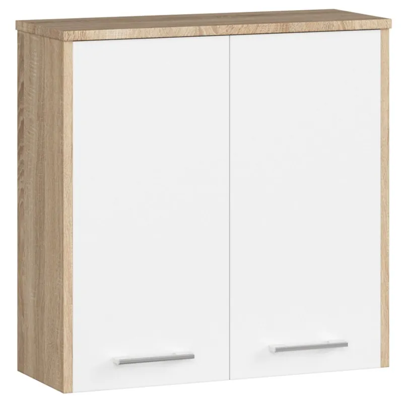 Armario colgante de baño AKORD FIN Blanco 60 cm 2 puertas color Grafito Gris mate 2 estantes 60x22,5x60 cm