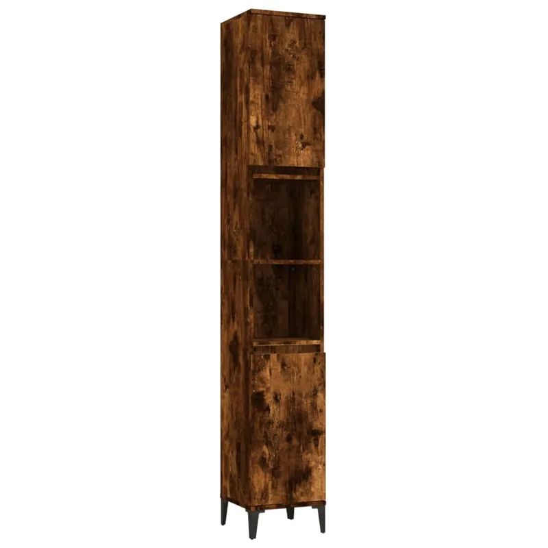 vidaXL Armario de baño madera contrachapada roble ahumado 30x30x190 cm