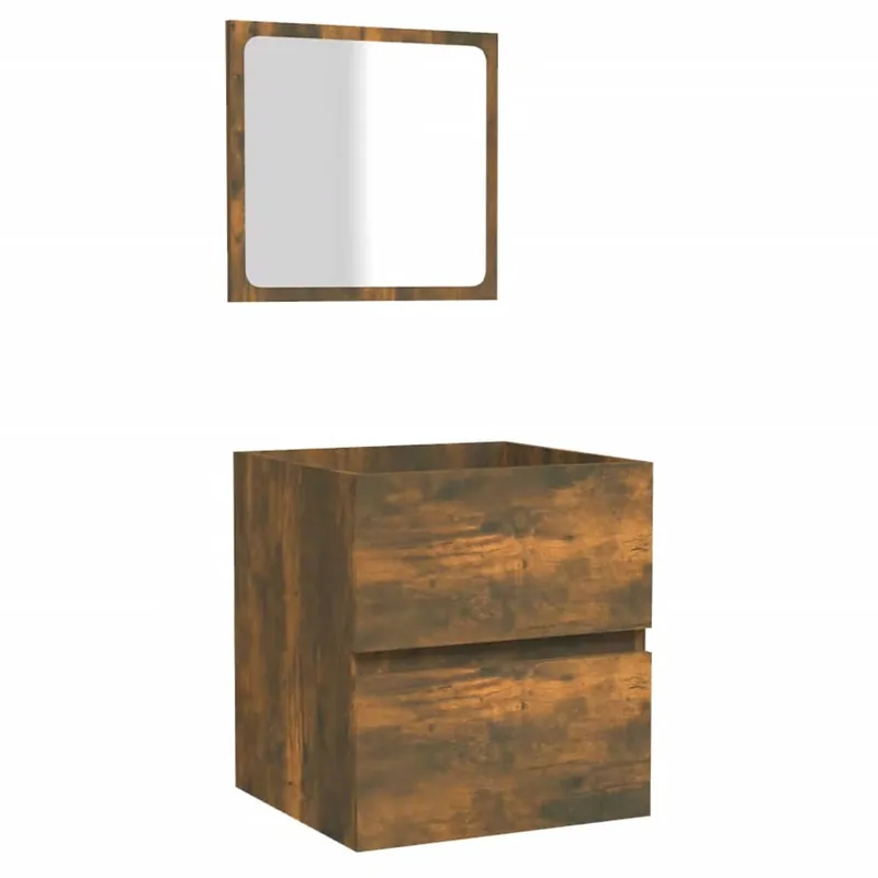 vidaXL Armario de baño con espejo madera contrachapada roble ahumado
