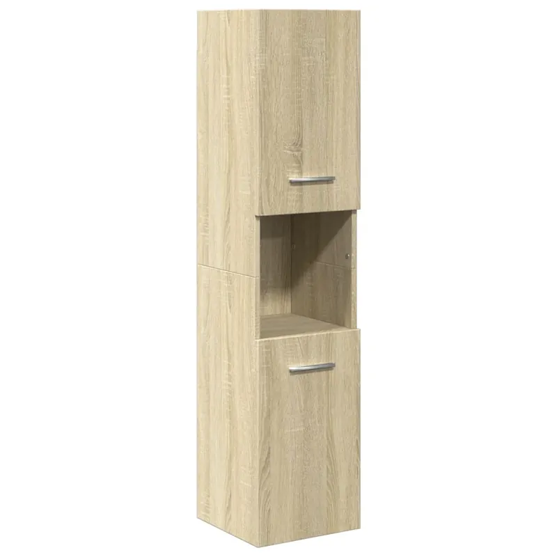 vidaXL Armario de baño madera de ingeniería roble ahumado 30x30x130 cm