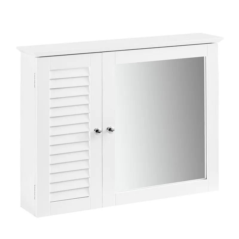 Mueble de Pared con Espejo Armario Suspendido con Puerta Blanco Medidas: 65x15x49cm BZR55-W SoBuy