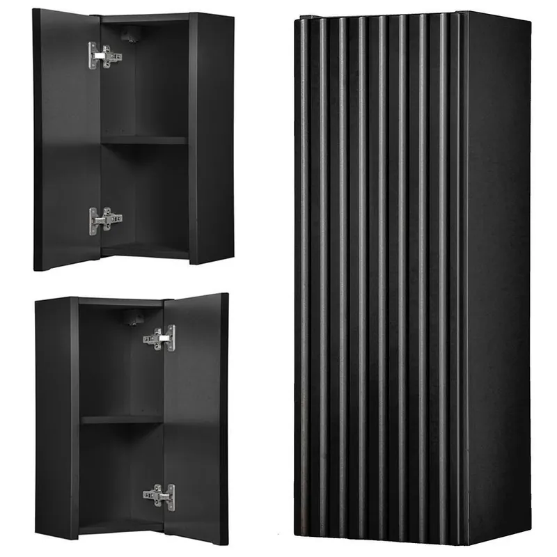Armario de pared para baño Newport 57x20x19 cm - Negro [en.casa]