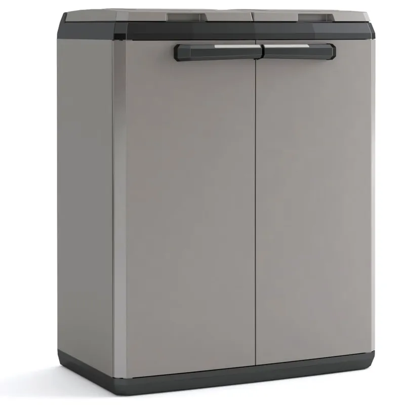 Keter Armario de reciclaje Split Basic gris y negro 85 cm - Jardín