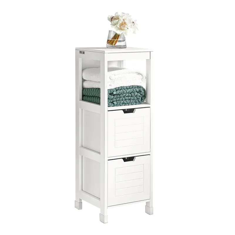 Mueble Columna de baño Armario para baño-1 estantes y 2 Cajones Gris Oscuro FRG127-SG SoBuy