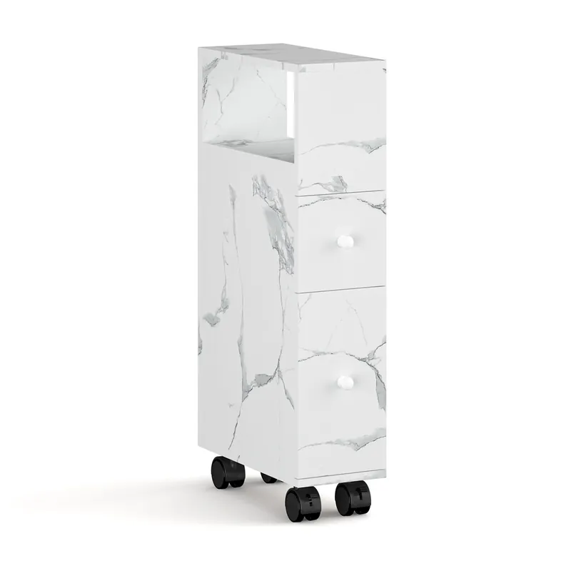 Armario rodante delgado Broreynna 2 cajones 66x15x33cm - Arena [en.casa]