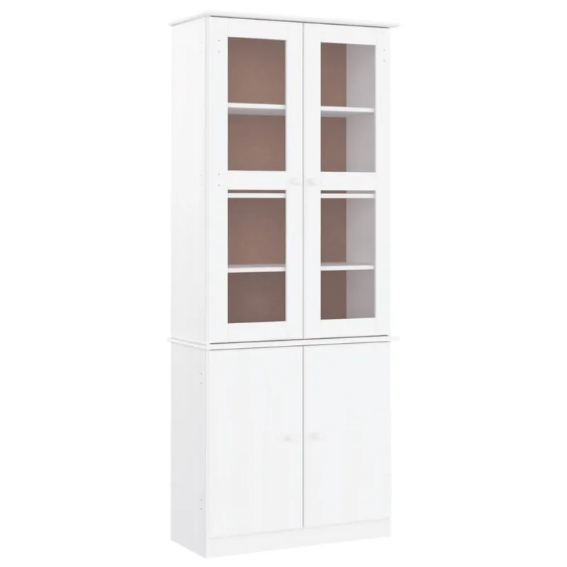 vidaXL Vitrina de cristal ALTA madera maciza de pino 77x35x186,5 cm - Muebles