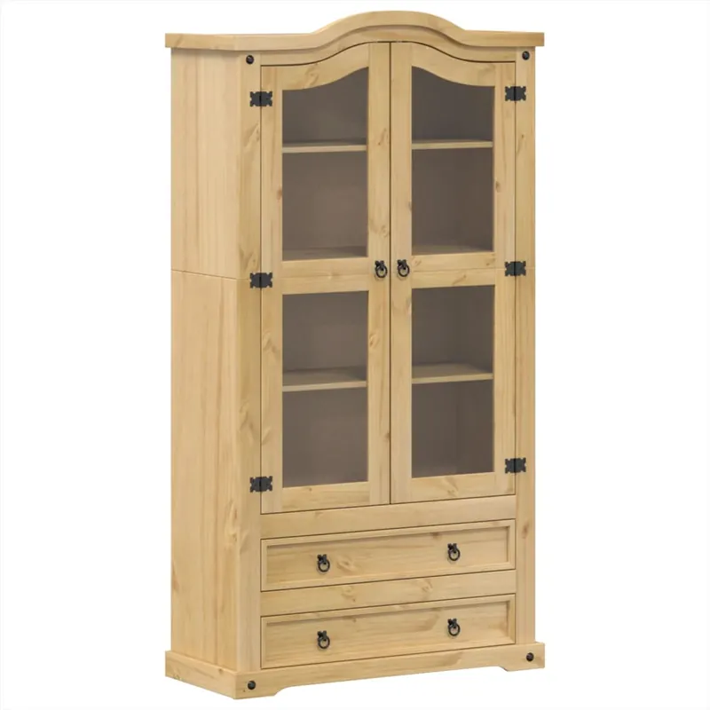 vidaXL Armario con vitrina Corona madera maciza pino 99x43x187 cm - Muebles