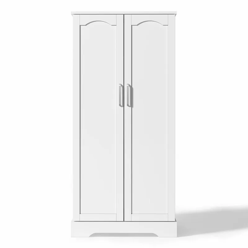 Aparador 60x35x128 cm - Multifuncional con LED, estantes ajustables, puertas con almacenamiento - Blanco