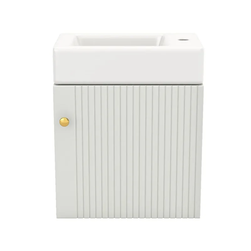 Mueble de baño con lavabo y armario suspendido 46 cm - Mueble de baño pequeño - Blanco
