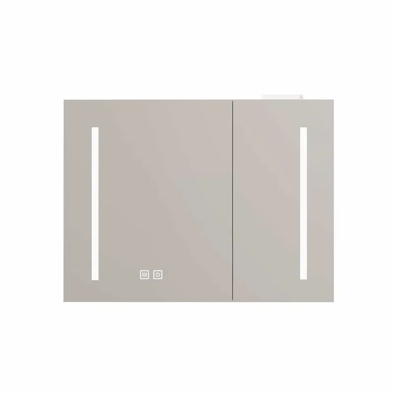 Armario espejo LED 80 cm - con almacenamiento, montaje en pared, multiusos baño salón dormitorio - blanco