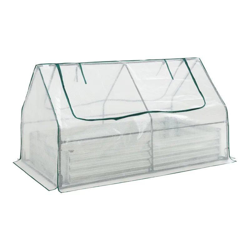 Arriate de jardín con invernadero Balsorano 186x96x98 cm - Blanco [en.casa]