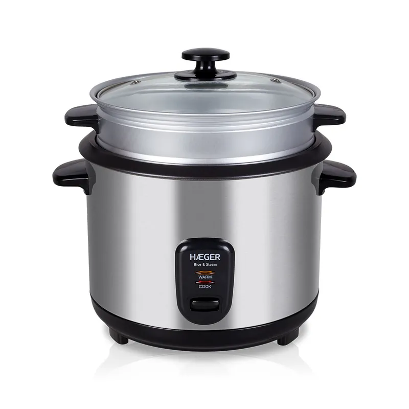 Arrocera Eléctrica HAEGER Rice & Steam - 1,8 L, 700W, Acero inoxidable