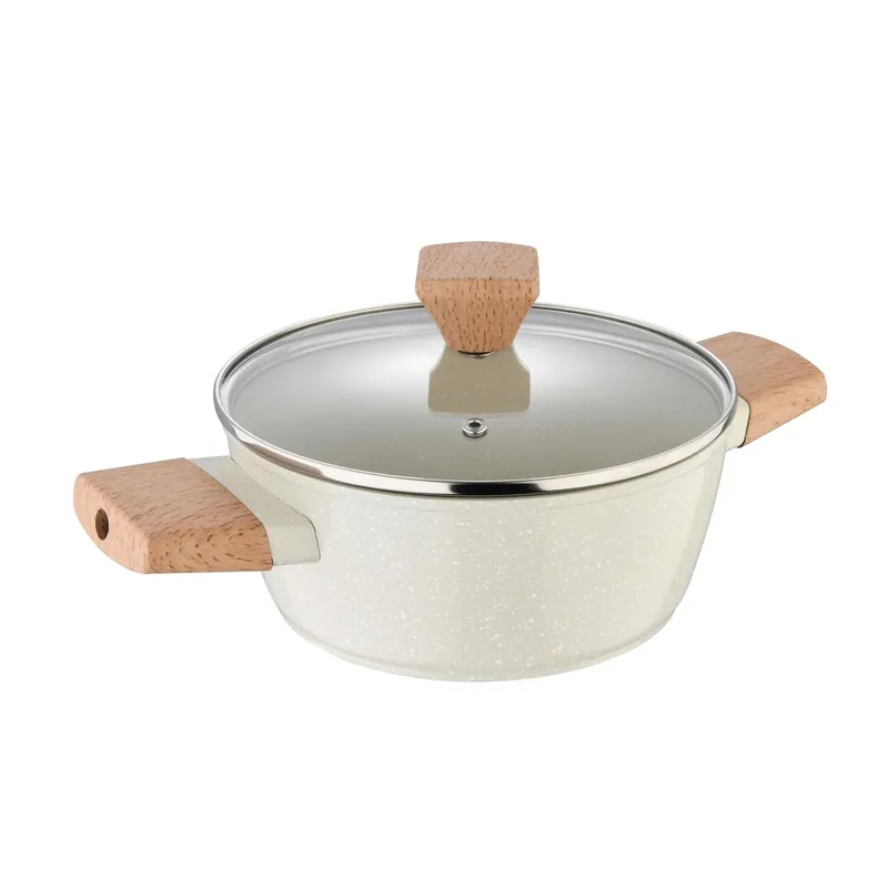 Bergner NATURALLY Cacerola de Ø20cm y 2,4L con tapa en aluminio forjado en color Blanco - Cocina