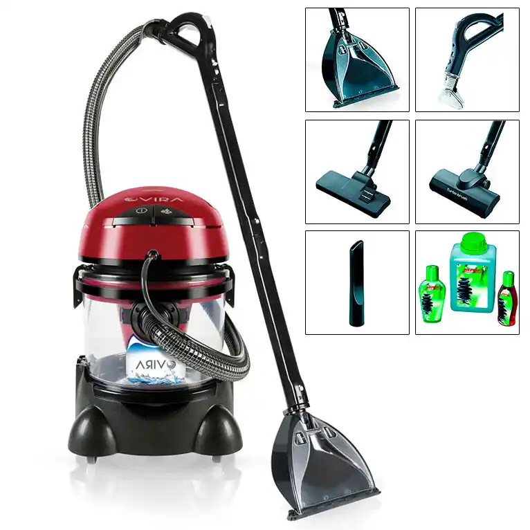 MPM MOD-22 Lava-aspiradora con Limpiador de Tapiceria para Coche, Humedo Seco, 10L, Profesional, Filtro Dual, 2400, Rojo