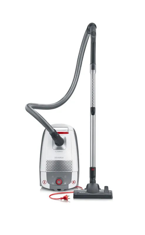 SEVERIN - Aspiradora de bolsa, 850 W, 4 litros, Nivel de ruido 74 dB A, Filtración HEPA 13, Longitud del cable 6 m, Incluye boquilla de parquet XL y 2 bolsas BC 7047