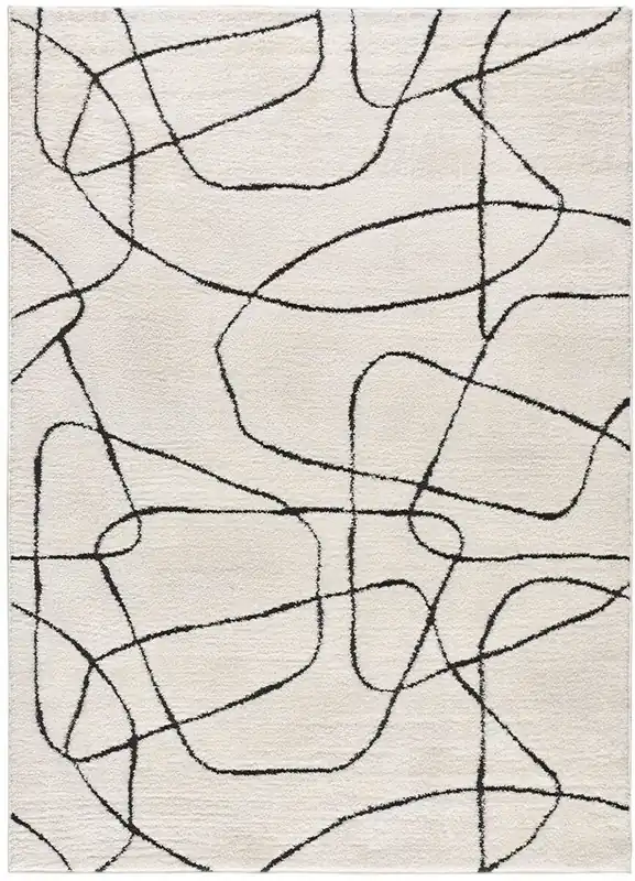 ATTICGO Alfombra geométrica con relieve BLANCHE en color blanco, 160 x 230 cm - Textil