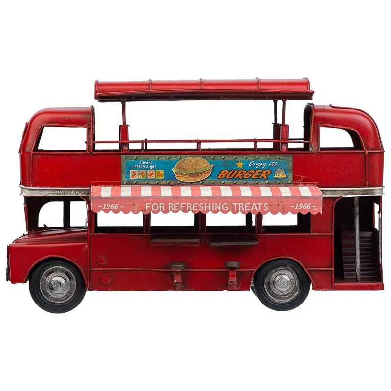 Autobus doble metal rojo 28x14x18.5h cm - Decoración
