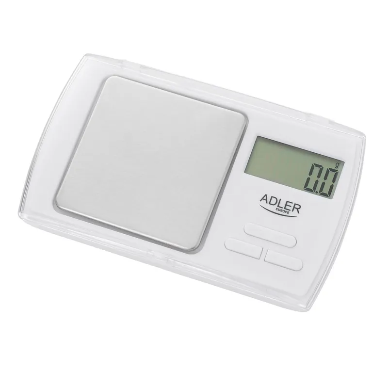 Adler AD 3161 Báscula de Precisión de Bolsillo, 500g-0.01g, Acero Inox., Balanza Comida Pequeña, Joyería, LCD, , Blanco