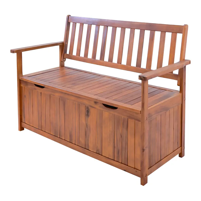Banco Avenzzano con compartimento madera de acacia 130x60x88 cm - Natural Certificación FSC® [en.casa]
