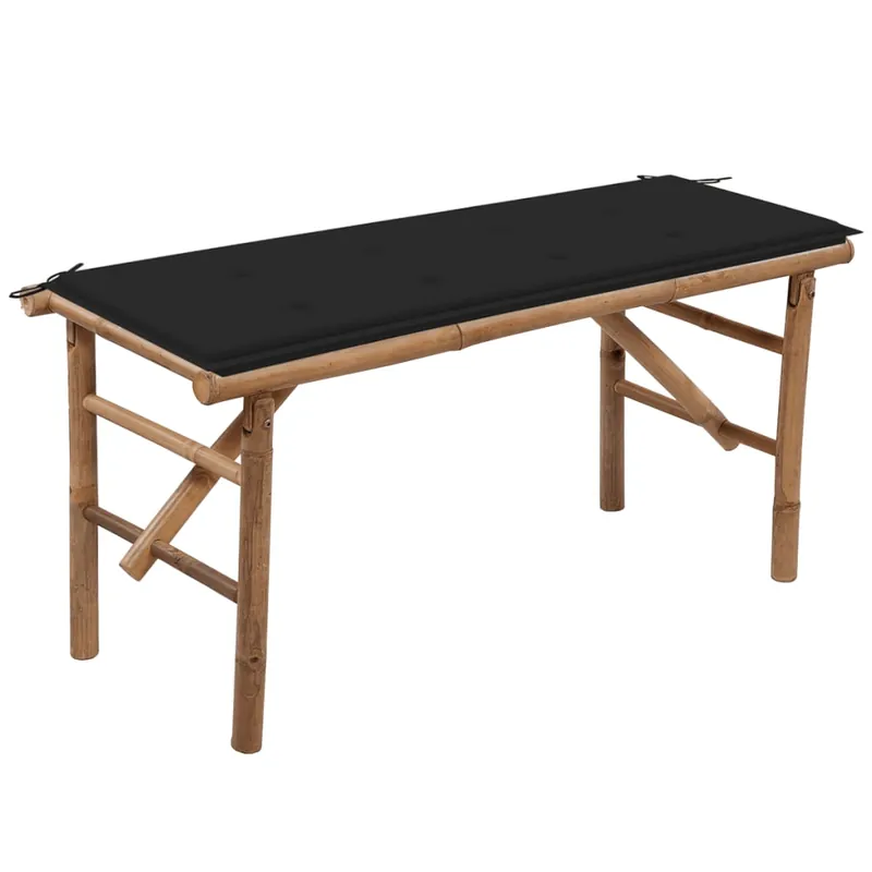 vidaXL Banco de jardín plegable con cojín bambú 118 cm