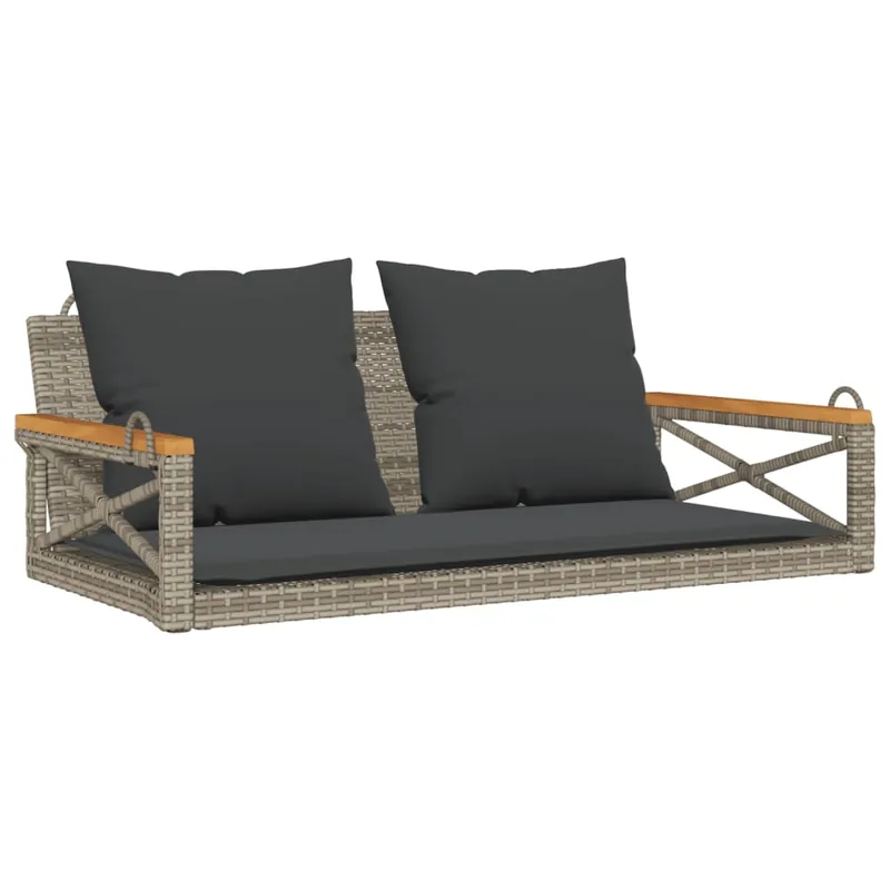 vidaXL Banco columpio con cojines ratán sintético negro 109x62x40 cm - Jardín