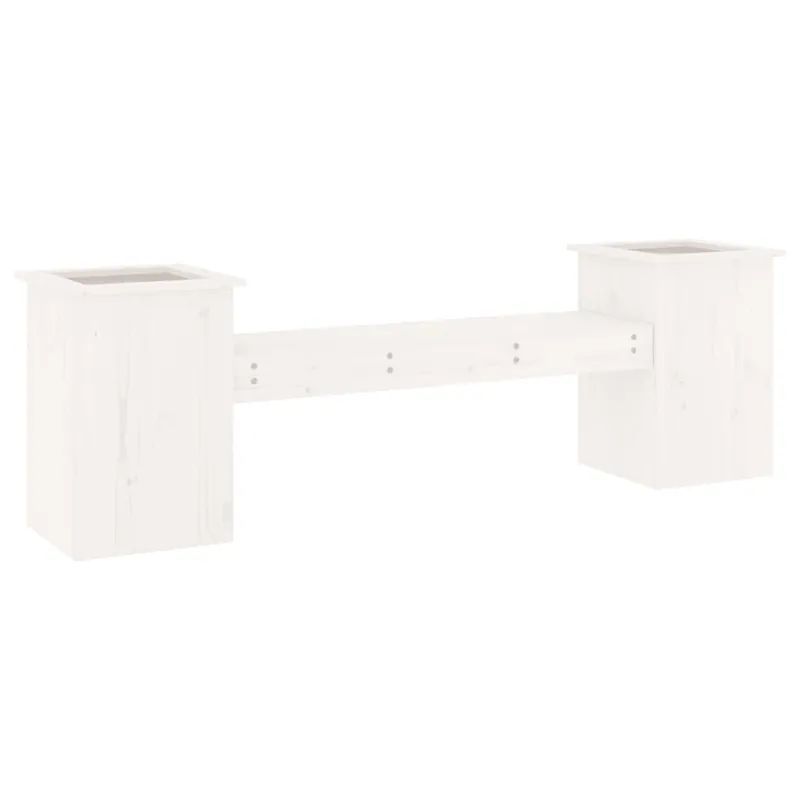 vidaXL Banco con jardineras madera de pino blanco 184,5x39,5x56,5 cm - Jardín