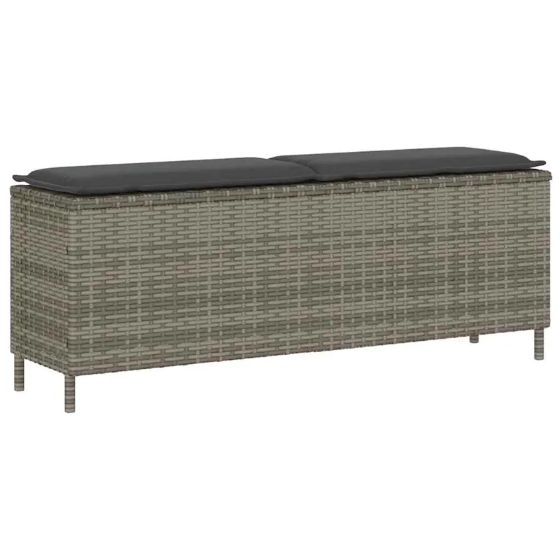 vidaXL Banco de jardín con cojín gris 110x30x40,5 cm ratán sintético