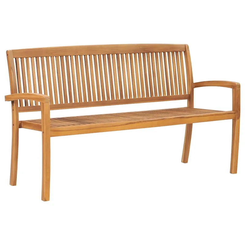 vidaXL Banco de jardín 3 plazas madera maciza de teca 159 cm