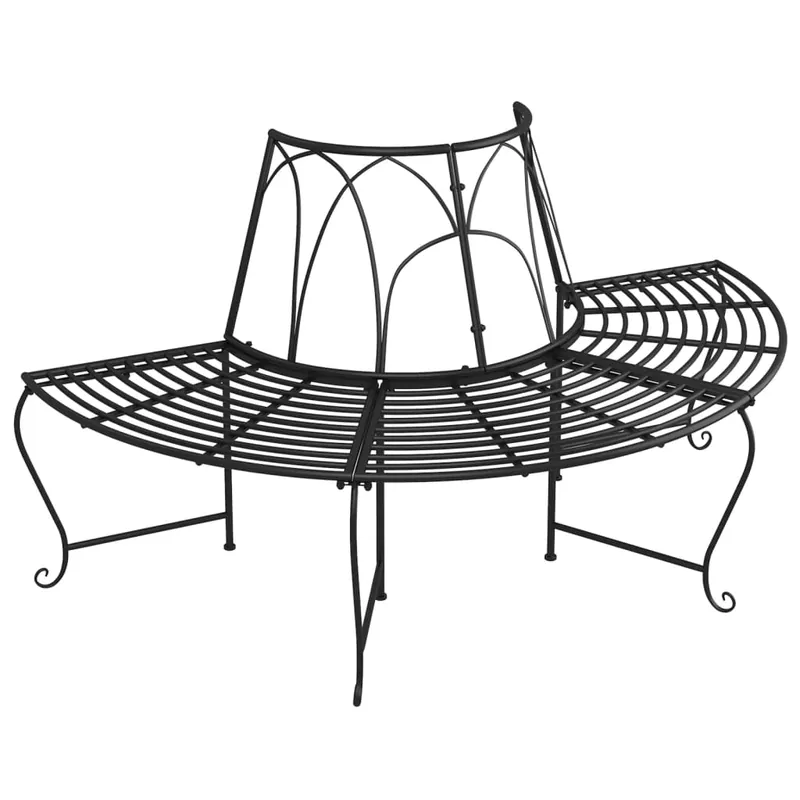 vidaXL Banco de jardín semicircular de acero negro 159 cm