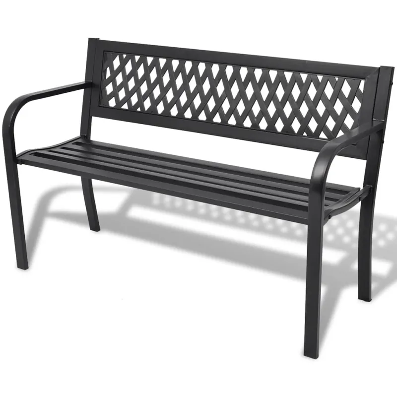 Banco de jardín muebles de exterior terraza terraza 118 x 50 x 75 cm acero negro 02_0011188