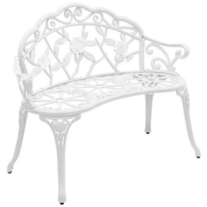 Banco para jardín 2 plazas hierro fundido 100x54x80cm Blanco [casa.pro]