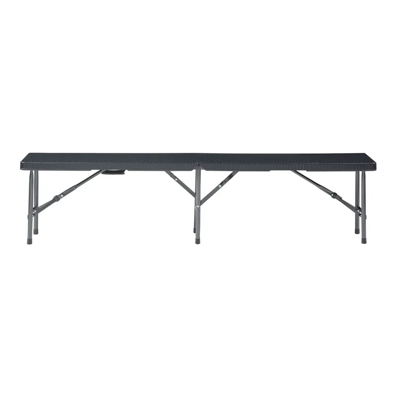 Banco plegable Mark para 4 personas metal/plástico 180x25x43cm - Efecto ratán negro [en.casa]