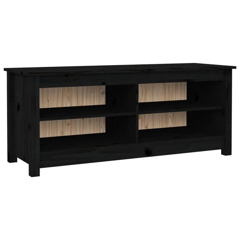 vidaXL Banco zapatero madera maciza de pino negro 110x38x45,5 cm - Muebles