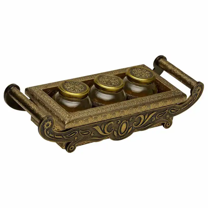 Bandeja de metal repujado color cobre 43x17,5x7 - Cocina