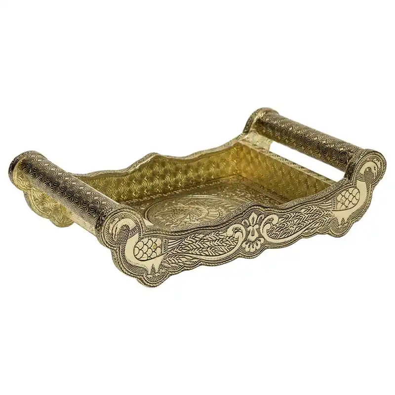 Bandeja de metal repujado color cobre 25x13x6 - Cocina