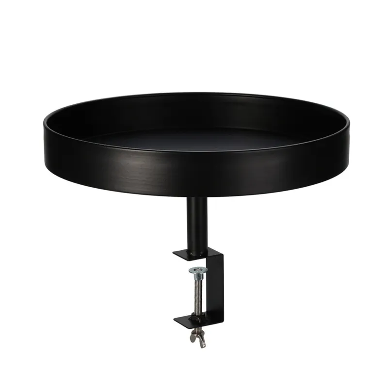 Bandeja redonda de metal pintado en negro - Ø 36cm, Profundidad 5cm - Con tornillo de sujeción