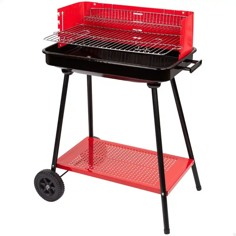 Barbacoa de carbón Aktive parrilla con 4 alturas rojo 85x66x44 cm - Jardín